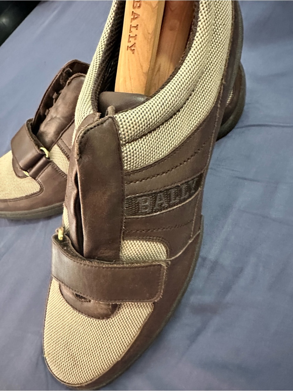 Bally Brown Leather & Beige Mesh Slip-On Loafers - Picture 3 of 9